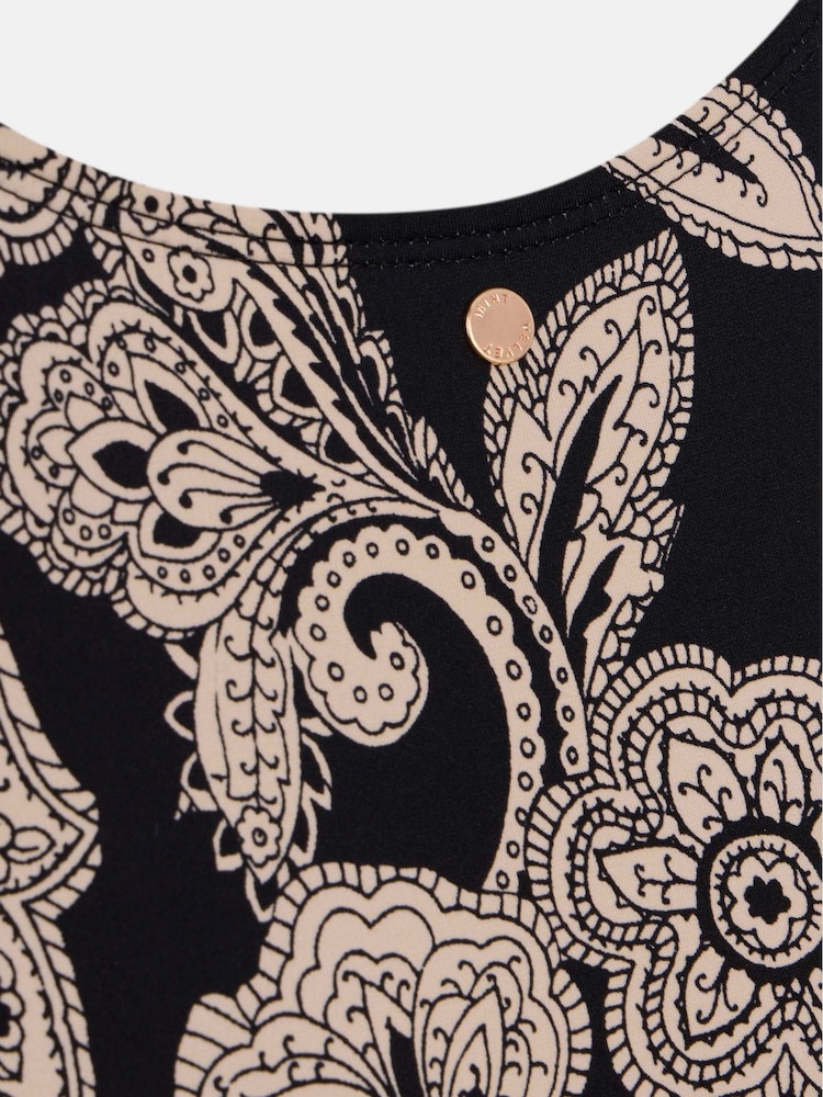 Mint Velvet Black/Cream Paisley Plunge Tummy Control Swimsuit - Image 8 of 8 Mint Velvet Black/Cream Paisley Plunge Tummy Control Swimsuit - Image 8 of 8