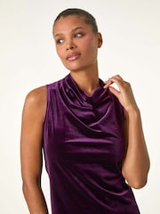 Roman Velvet Cowl Neck Stretch Top - Imagen 1 de 5