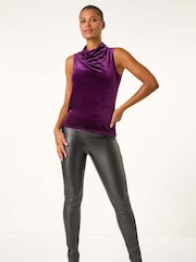 Roman Velvet Cowl Neck Stretch Top - Imagen 4 de 5