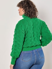 Apricot Green Bubble Pleat Roll Neck Jumper - Image 4 of 5