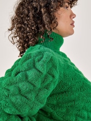 Apricot Green Bubble Pleat Roll Neck Jumper - Image 5 of 5