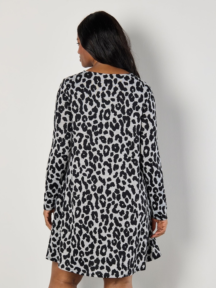 Apricot Grey Cheetah Soft Touch Swing Dress - Image 4 of 4