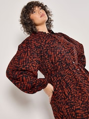 Apricot Red Texture Brushstroke Shirt Dress - Image 5 of 5
