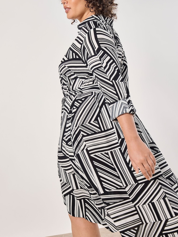 Apricot White Abstract Print High Low Dress - Image 2 of 4 Apricot White Abstract Print High Low Dress - Image 2 of 4