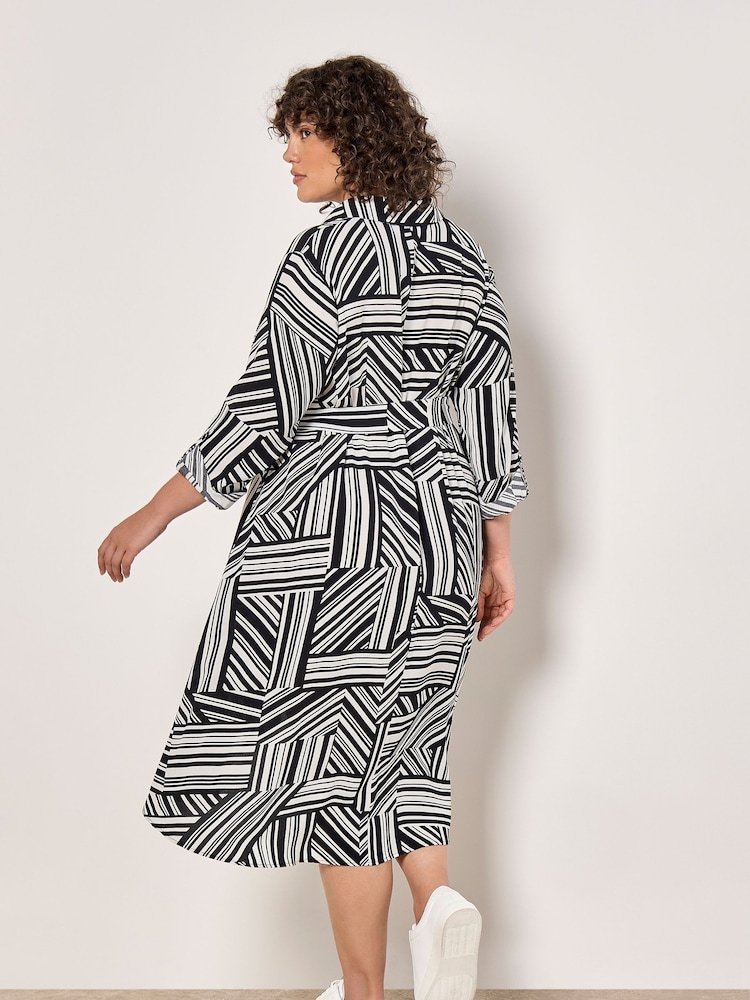 Apricot White Abstract Print High Low Dress - Image 4 of 4