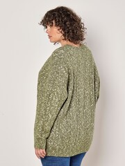 Apricot Green Aran Knit V-Neck Jumper - Image 5 of 5