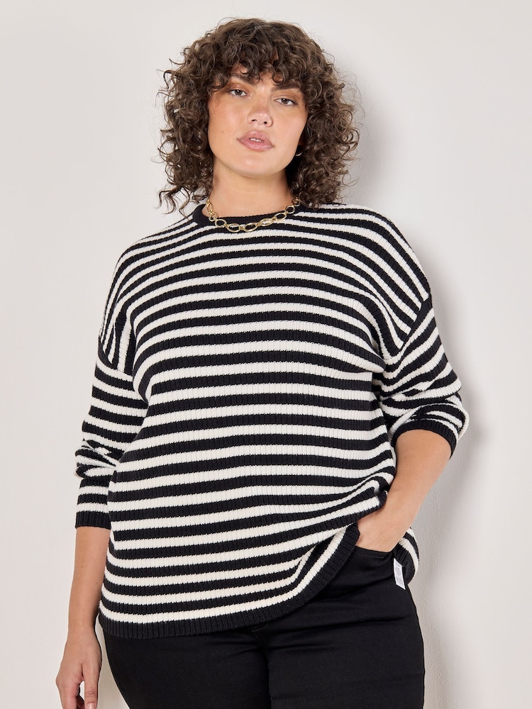Apricot Black Stripe Heavy Knit Jumper - Image 1 of 5 Apricot Black Stripe Heavy Knit Jumper - Image 1 of 5