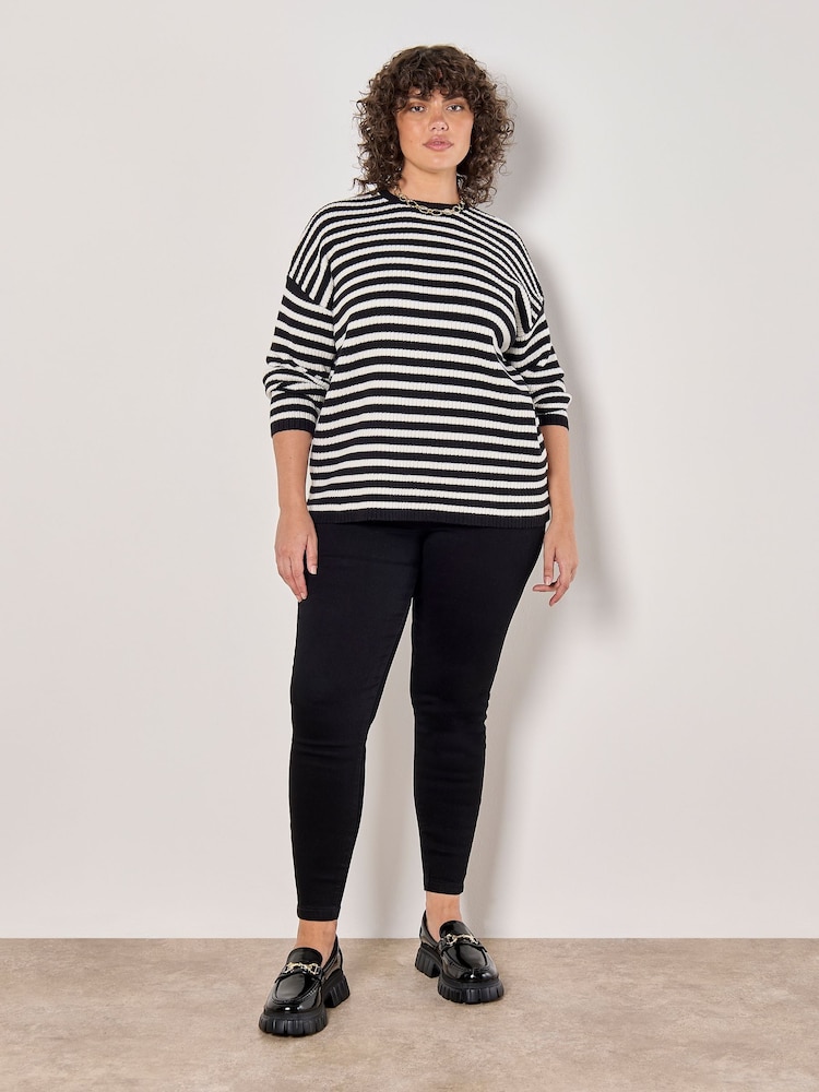 Apricot Black Stripe Heavy Knit Jumper - Image 2 of 5 Apricot Black Stripe Heavy Knit Jumper - Image 2 of 5