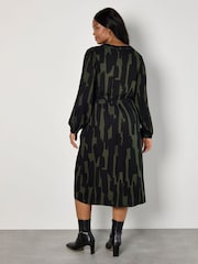 Apricot Green Painted Lines Drawstring Dress - Image 2 of 4