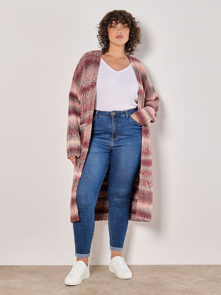 Apricot Red Multi Ombre Longline Cardigan - Image 1 of 4