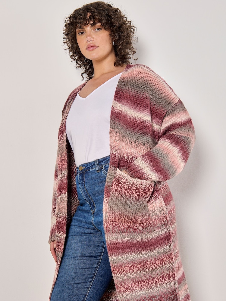 Apricot Red Multi Ombre Longline Cardigan - Image 2 of 4