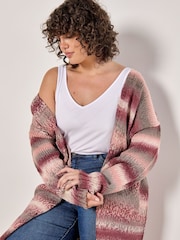 Apricot Red Multi Ombre Longline Cardigan - Image 3 of 4