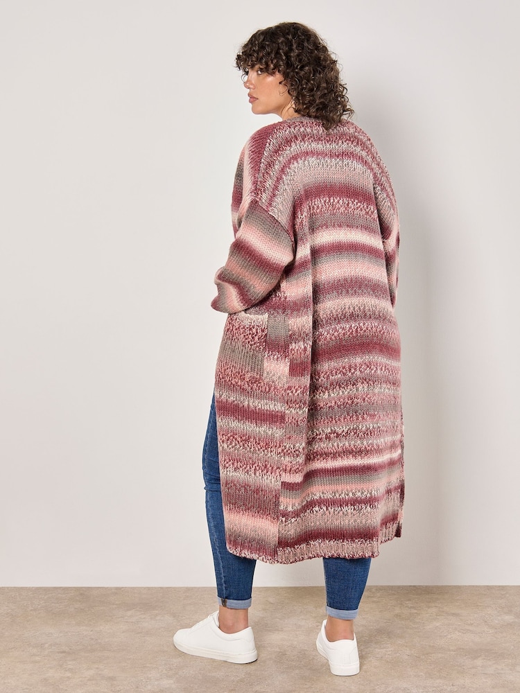 Apricot Red Multi Ombre Longline Cardigan - Image 4 of 4