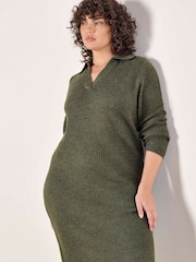 Apricot Green Open Neck Knitted Column Dress - Image 2 of 4
