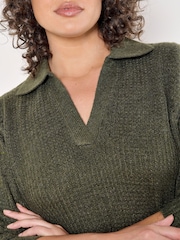 Apricot Green Open Neck Knitted Column Dress - Image 3 of 4