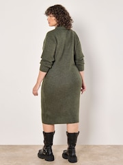 Apricot Green Open Neck Knitted Column Dress - Image 4 of 4