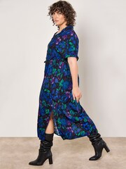 Apricot Blue Moody Floral Maxi Shirt Dress - Image 2 of 5