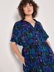 Apricot Blue Moody Floral Maxi Shirt Dress - Image 3 of 5
