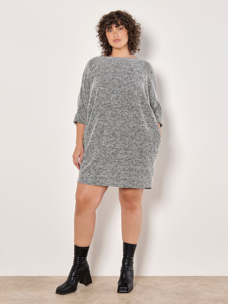 Apricot Black Boucle Bar Back Cocoon Dress - Image 2 of 5