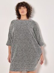 Apricot Black Boucle Bar Back Cocoon Dress - Image 4 of 5