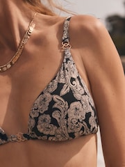 Mint Velvet Black/Cream Paisley Triangle Bikini Top - Image 5 of 7