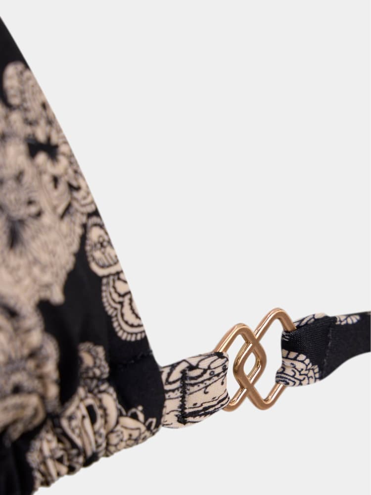 Mint Velvet Black/Cream Paisley Triangle Bikini Top - Image 7 of 7
