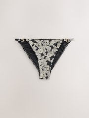 Mint Velvet Black/Cream Paisley High Leg Briefs - Image 1 of 3