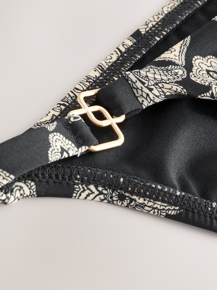 Mint Velvet Black/Cream Paisley High Leg Briefs - Image 2 of 3