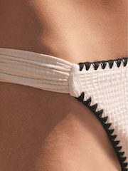 Mint Velvet White Textured Whipstitch High Leg Bikini Briefs - Image 4 of 7