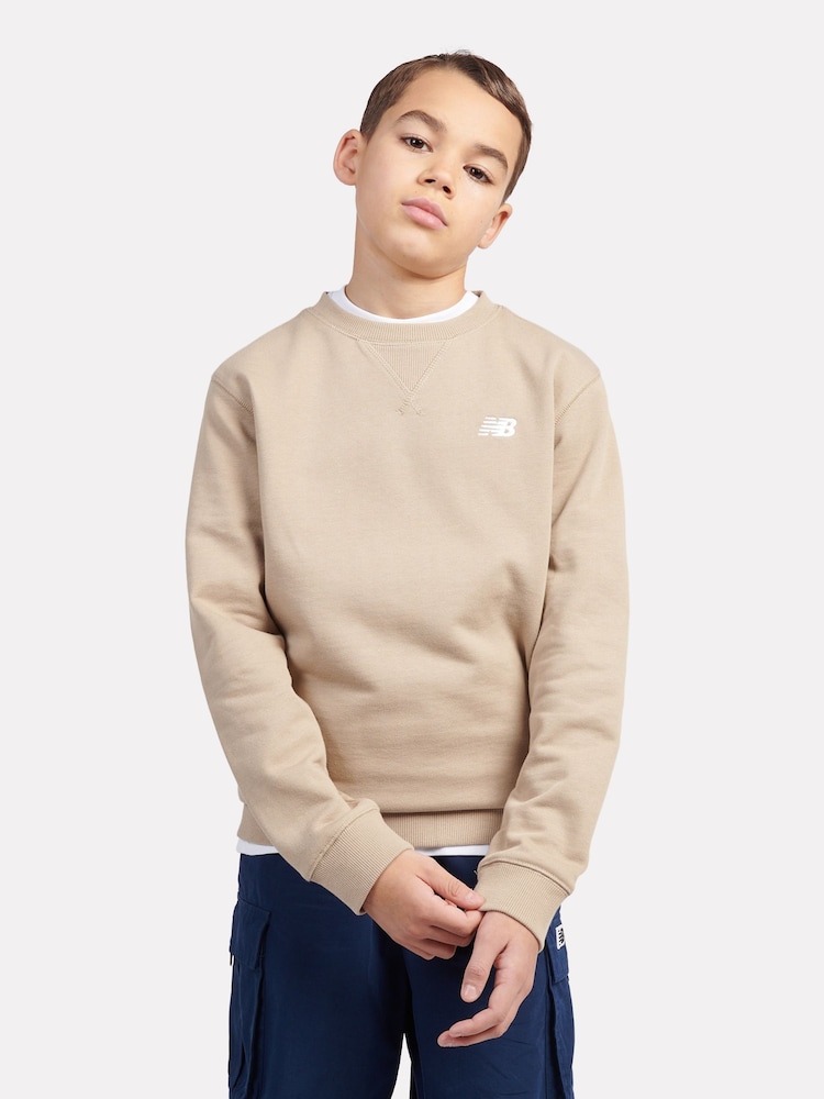 New Balance Orange Kids French Terry Small Logo Crew 100% Cotton Sweater - Image 1 of 8