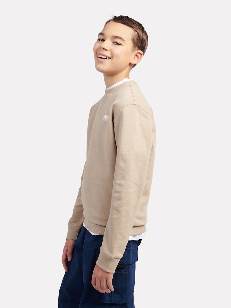New Balance Orange Kids French Terry Small Logo Crew 100% Cotton Sweater - Image 2 of 8