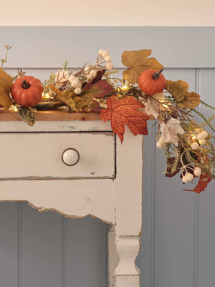 Lights4fun Autumnal Pumpkin Lane Prelit LED Garland - Image 1 of 4