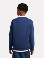 New Balance Navy Blue Kids French Terry Small Logo Crew 100% Cotton Sweater - Image 2 of 8