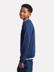 New Balance Navy Blue Kids French Terry Small Logo Crew 100% Cotton Sweater - Image 4 of 8