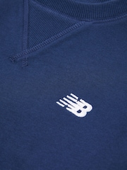 New Balance Navy Blue Kids French Terry Small Logo Crew 100% Cotton Sweater - Image 8 of 8