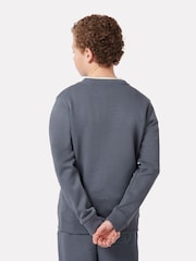 New Balance Light Blue Kids French Terry Stacked Logo Crew 100% Cotton Sweatshirt - Image 3 of 8