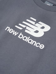 New Balance Light Blue Kids French Terry Stacked Logo Crew 100% Cotton Sweatshirt - Image 8 of 8