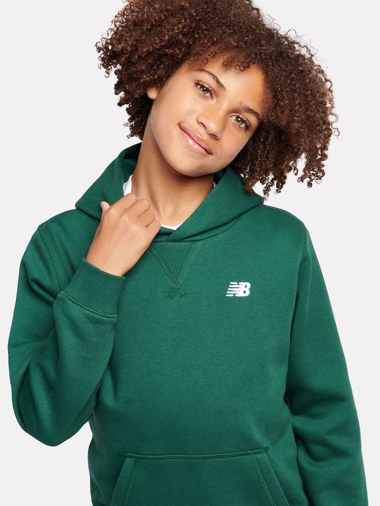 New Balance Green Small Boys Brush Back Logo Hoodie - Image 4 of 8