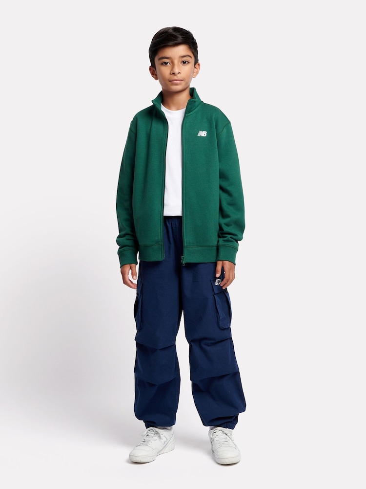 New Balance Green Boys Brush Back Small Logo Funnel Neck Hoodie - Image 4 of 5