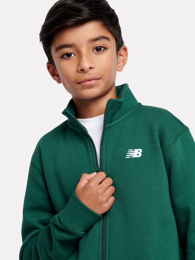 New Balance Green Boys Brush Back Small Logo Funnel Neck Hoodie - Image 5 of 5 New Balance Green Boys Brush Back Small Logo Funnel Neck Hoodie - Image 5 of 5