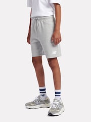 New Balance Grey Kids French Terry Stacked Logo 100% Cotton Shorts - Image 2 of 8