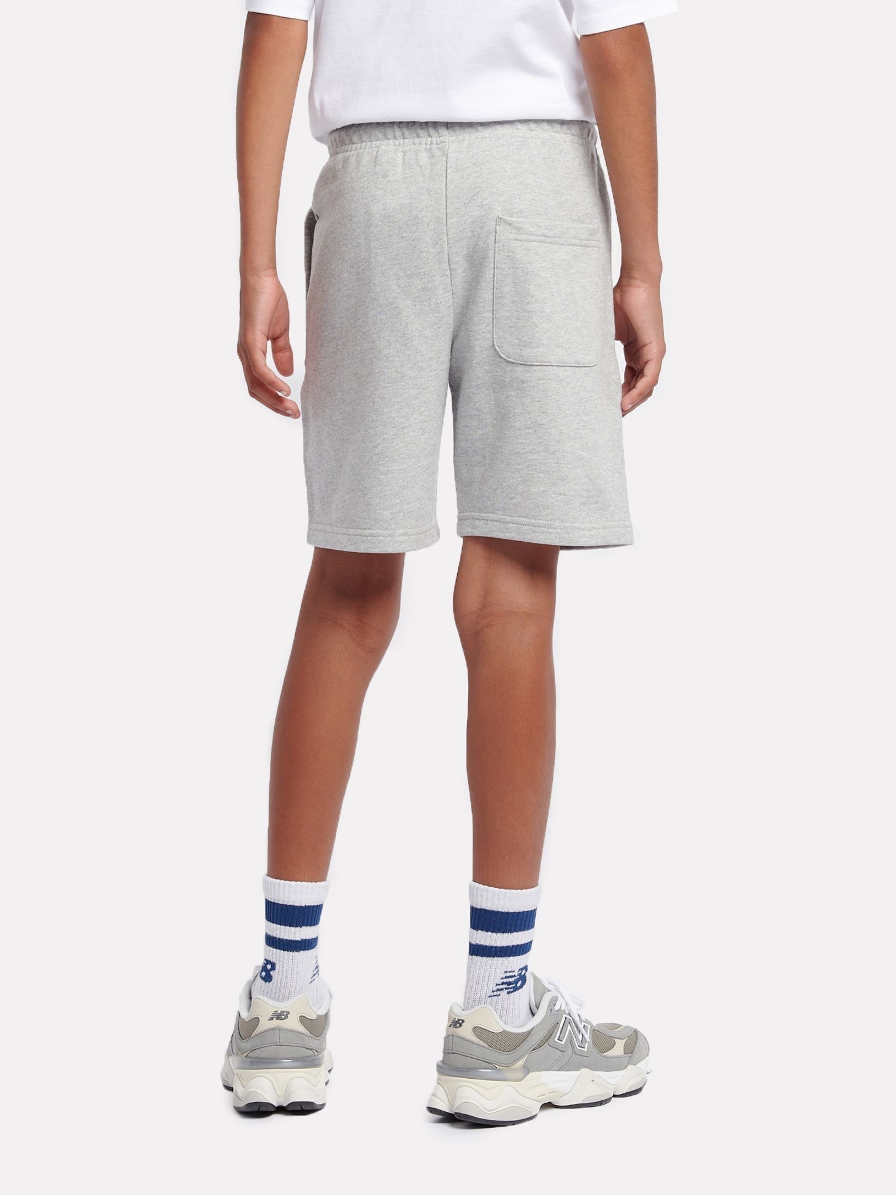 Buy New Balance Grey French Terry Stacked Logo Cotton Shorts from