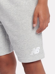New Balance Grey Kids French Terry Stacked Logo 100% Cotton Shorts - Image 4 of 8