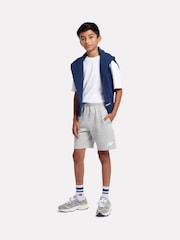 New Balance Grey Kids French Terry Stacked Logo 100% Cotton Shorts - Image 5 of 8