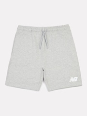 New Balance Grey Kids French Terry Stacked Logo 100% Cotton Shorts - Image 6 of 8