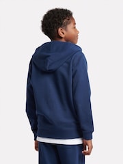 New Balance Dark Blue Kids French Terry Small Logo Zip 100% Cotton Hoodie - Image 3 of 5