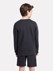 New Balance Black Kids French Terry Stacked Logo Crew 100% Cotton Sweatshirt - Image 2 of 8