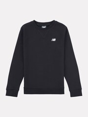 New Balance Black Kids French Terry Small Logo Crew 100% Cotton Sweater - Image 1 of 3