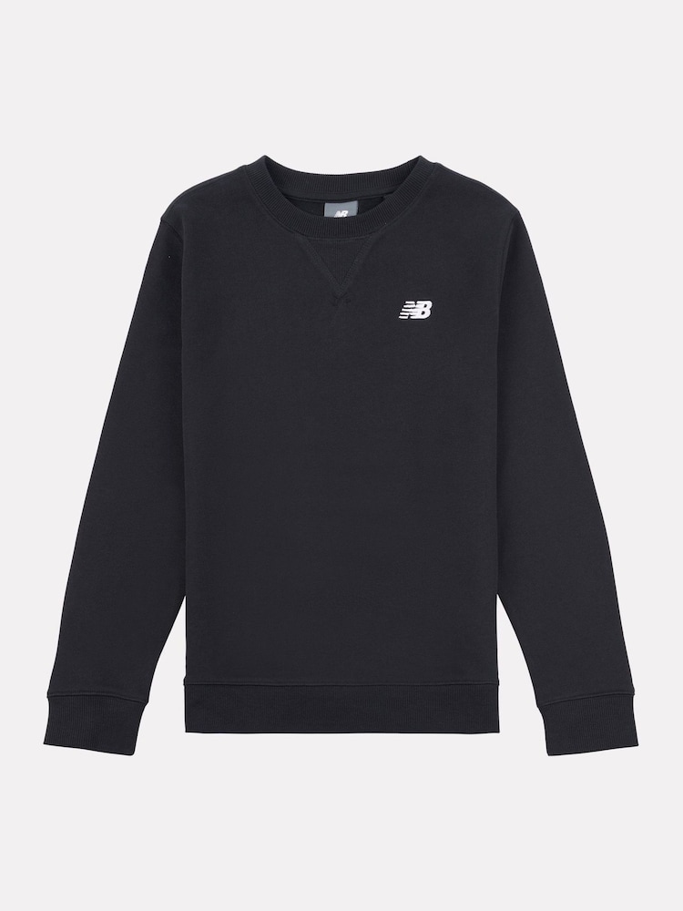 New Balance Black Kids French Terry Small Logo Crew 100% Cotton Sweater - Image 1 of 3