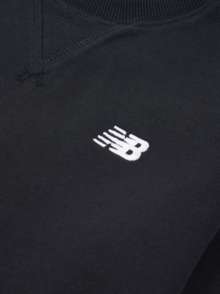 New Balance Black Kids French Terry Small Logo Crew 100% Cotton Sweater - Image 3 of 3
